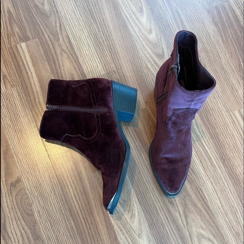 Forever 21 Faux Suede Metal-Toe Booties